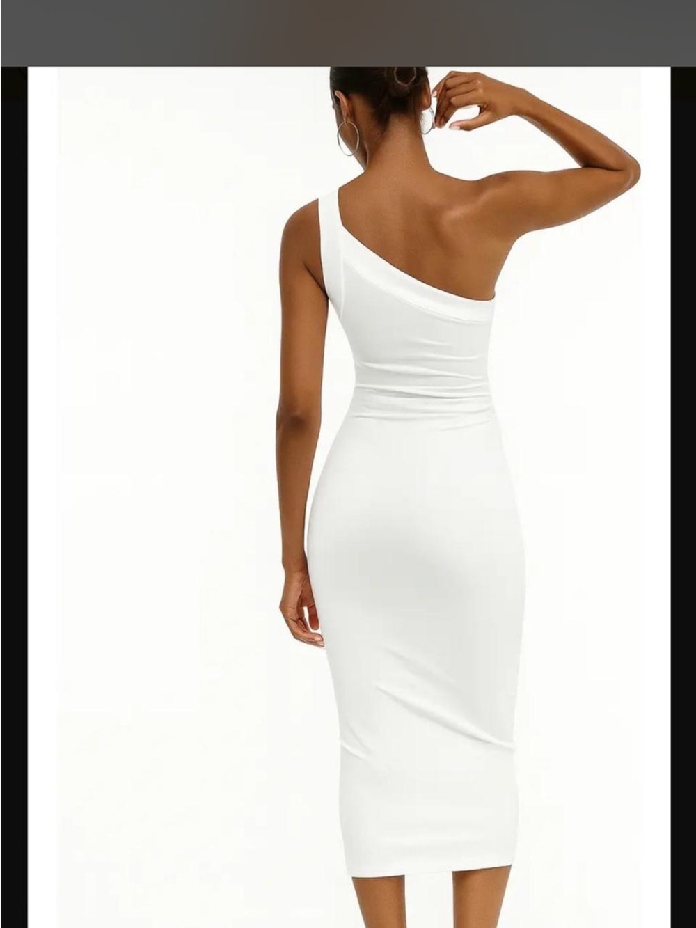 Zara One-Shoulder White Bodycon Dress - Picture 3 of 4